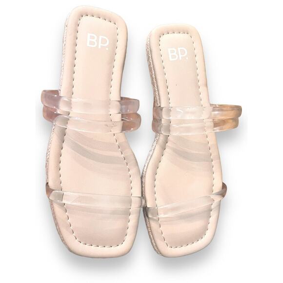 BP Womens Shoes Sandals Slide Viola Flat Clear Strap Square Toe Casual Nude 5M - Picture 3 of 6